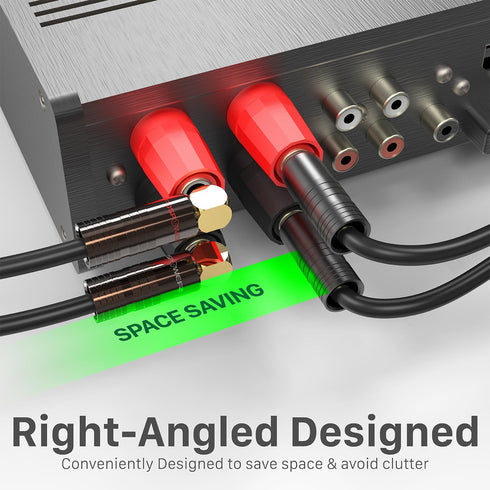 FosPower Right Angle Banana Plugs (12 Pairs / 24 pcs), 24K Gold Plated Closed Screw Speaker Plug Connectors