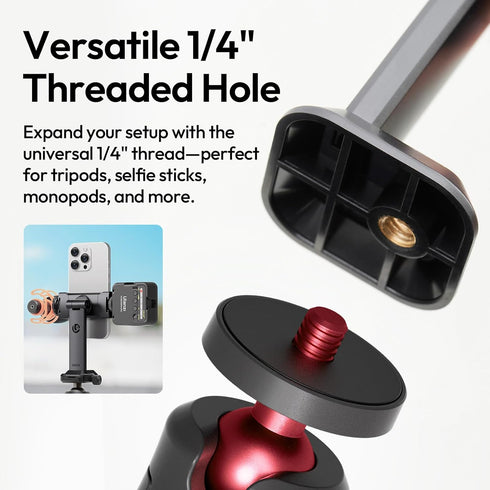 ULANZI MA54 1/4" Phone Tripod Mount Adapter with Dual Cold Shoes & QR Plate, Cell Phone Holder for Tripod with Screw