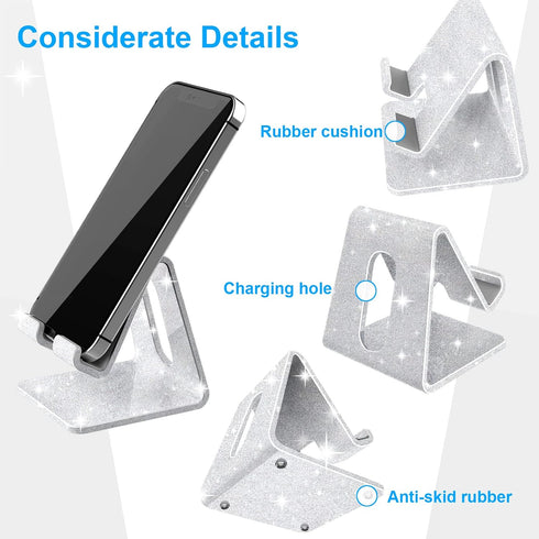 Crpich Acrylic Cell Phone Stand, Portable Phone Holder for Desk, Compatible with Phone 15 14 13 12 Pro Max Mini 11 Xr