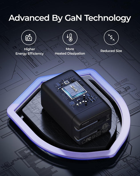 wegear 67W 3-Port 16/15/Pro, S25/S24, Note20, USB C Charger, GaN Fast Charging Block with Foldable Plug, Compatible