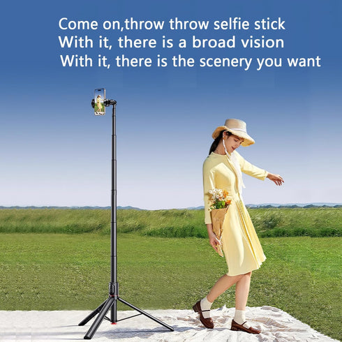 PEUJTEO 70" All-in-1 Auto Pop up Selfie Stick Tripod, Aluminum Celly Phone Selfie Stick for iPhone Android
