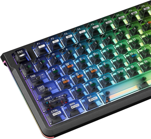 FunHub Black Transparent Keycaps,Clear Plastic Key Caps Cherry Profile RGB Backlit Shine Through