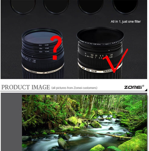 Zomei 77mm Ultra Slim ND2-ND400 Fader Variable Neutral Density Adjustable ND Lens Filter