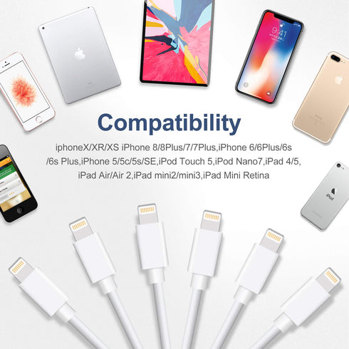 Sundix 6-Pack iPhone Charger, 3FT Lightning Cable for iPhone 14/13/12/11/XS/XR/8/7 and more.