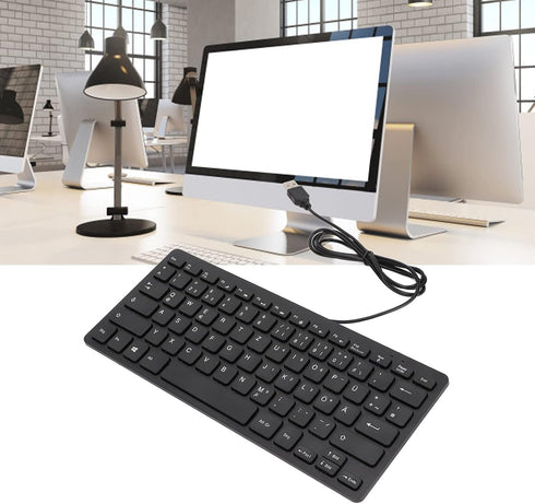 Yoidesu Wired Keyboard, TT-A01 78 Keys USB Mute Ultra Thin Mini Keyboard for PC Laptop (German)