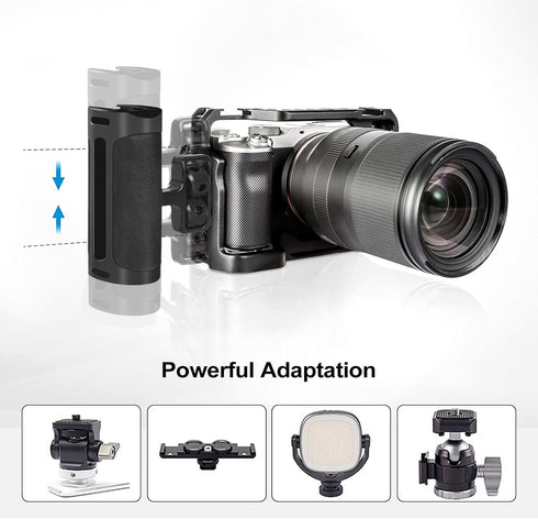 Mini Side Handle Handgrip with Cold Shoe Interface, Up and Down Adjustable Left Right Handle Handgrip, 1/4"-20 Screw