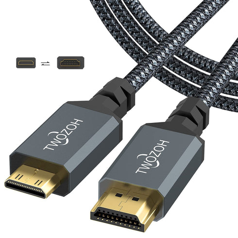 Twozoh Mini HDMI to HDMI Cable 3.3FT, High-Speed HDMI to Mini HDMI