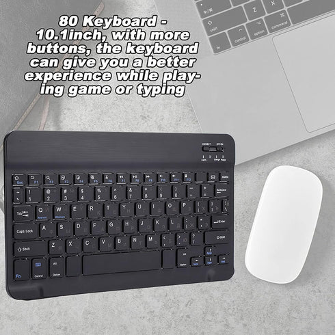 Cyrillic Keyboard for Tablet, Black Russian 10.1 Slim Ultra Wide 80-Key Bluetooth 3.0 for iOS and Windows