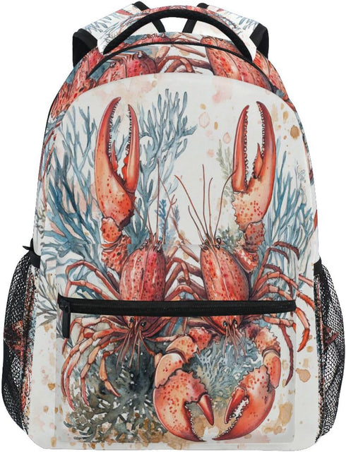 Krafig Watercolor Red Lobsters Corals Boys Girls Kids School Backpacks Bookbag, School Bag