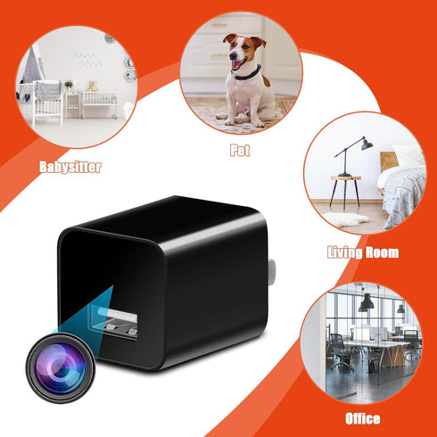 HD 1080P Wireless Spy Camera Charger with Motion Detection, Remote App Control, USB Hidden Nanny Cam