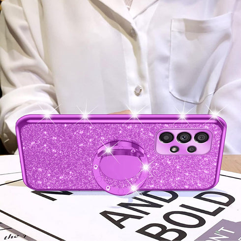 nancheng Luxury Cute Soft TPU Glitter Phone Case for Samsung A53 5G, with Ring Kickstand, Shockproof Protective Case
