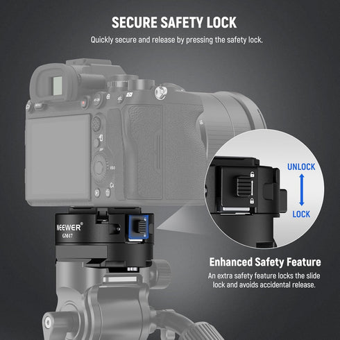 Neewer GM47 Quick Release Plate Kit, Auto Lock Square QR Camera Tripod Mount Plate Compatible with Arca Swiss