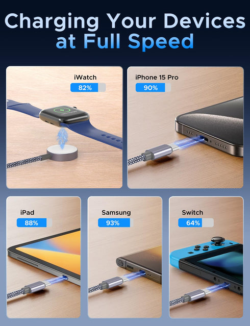 Upgraded 3 in 2 USB C Cable for Apple Watch and iPhone Charger, Compatible with iWatch Ultra/SE/9/8/7/6/5