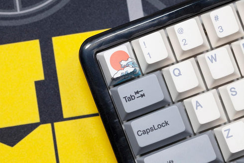 KPREPUBLIC Novelty Keycaps, Japanese Wave Whale and Sun ESC Spacebar PBT for Gaming Mechanical Keyboard