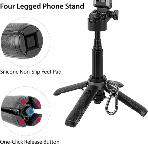 WOVTE 4-in-1 360 Magnetic Selfie Stick, Portable Pocket MagSafe Tripod for iPhone with Detachable Remote, Rotation