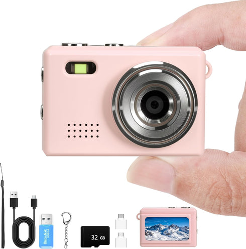 Mhaohuofu Mini Keychain Camera, FHD 1080p Mini Digital Camera with 32GB SD Card,