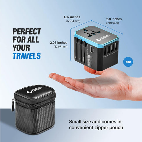 Universal Travel Adapter, Unidapt International Plug Adapter, 5.6A Smart Power, 4 USB, Type C
