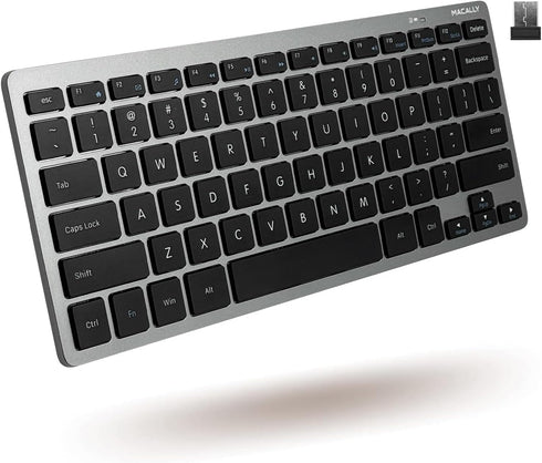 Macally Small Wireless Keyboard | Mini Keyboard for PC - Slim, Quiet &