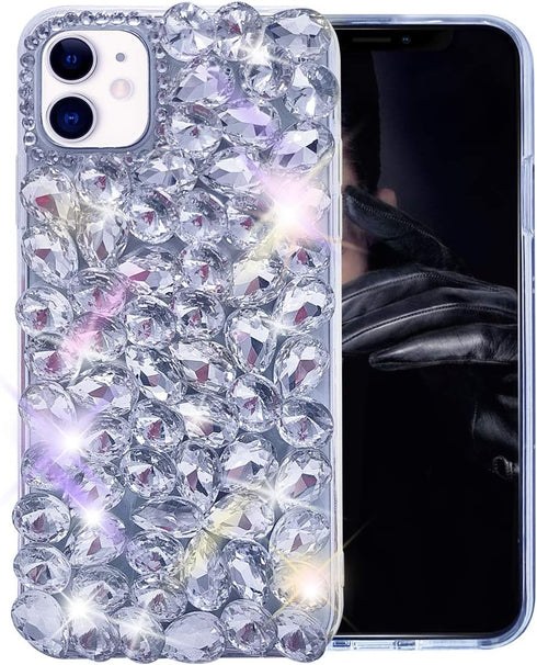 Bonitec 3D Glitter Sparkle Bling Case for iPhone 12 mini - Luxury Shiny Crystal Rhinestone Diamond Bumper Clear Gems