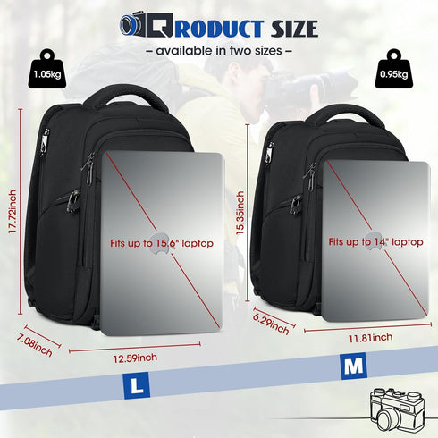 RAINSMORE Camera Backpack for Photographers, DSLR SLR Cases with Waterproof Rain Cover & Laptop Compartment