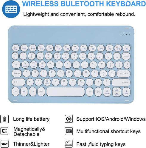 Keyboard Case for iPad 9th 8th 7th Gen 10.2 inch with Mouse, 360° Rotating Kickstand, Clear Back Cover