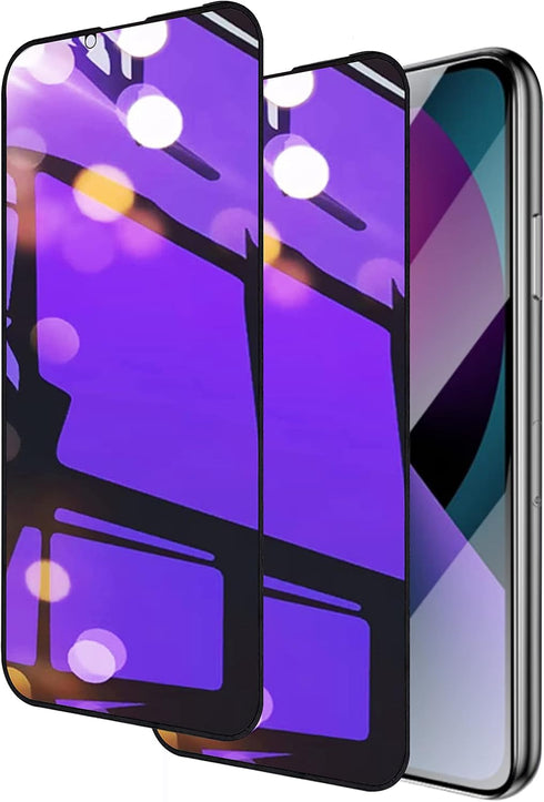 iPhone 14, 13, 13 Pro Screen Protector (2 Pack) - 6.1" Tempered Glass Privacy Film, Anti-Blue Light, HD Clear (Purple)