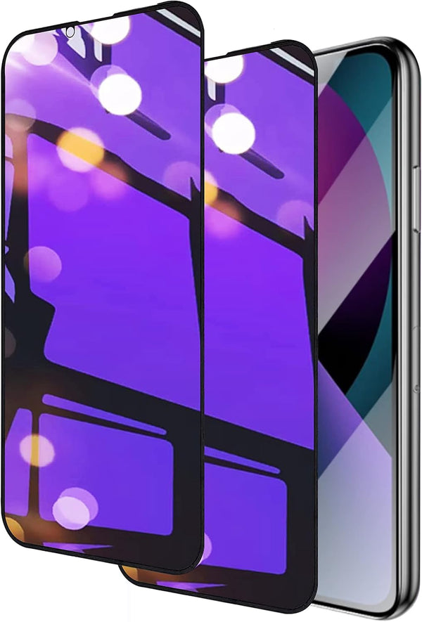iPhone 14, 13, 13 Pro Screen Protector (2 Pack) - 6.1" Tempered Glass Privacy Film, Anti-Blue Light, HD Clear (Purple)