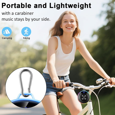 Dyurwa IPX7 Bluetooth Speaker, Shower Speaker Portable with Hook, Waterproof Bluetooth Speakers with Suction Cup