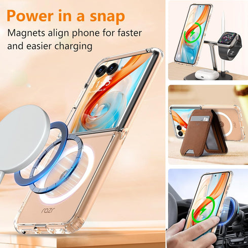 Fin2feel Magnetic Case for Motorola Razr Plus 2024/Moto Razr+ 2024, Transparent Hard PC Shockproof Cover, Compatible