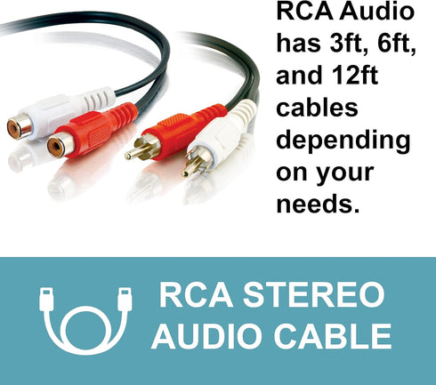 C2G 40464 Value Series RCA Stereo Audio Cables, Black, 6 Feet (1.82 Meters)