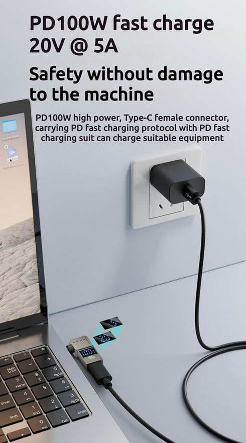WITRN 100W 7.9 5.5mm 100W/5A (1.5M) PD Power Charger Connector Tip for IBM DC x with USB C Cable