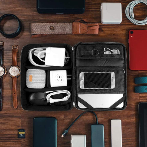 Travel Electronics Organizer - Waterproof Cable Organizer Bag for Electronic Accessories, Large Shockproof Storage Bag