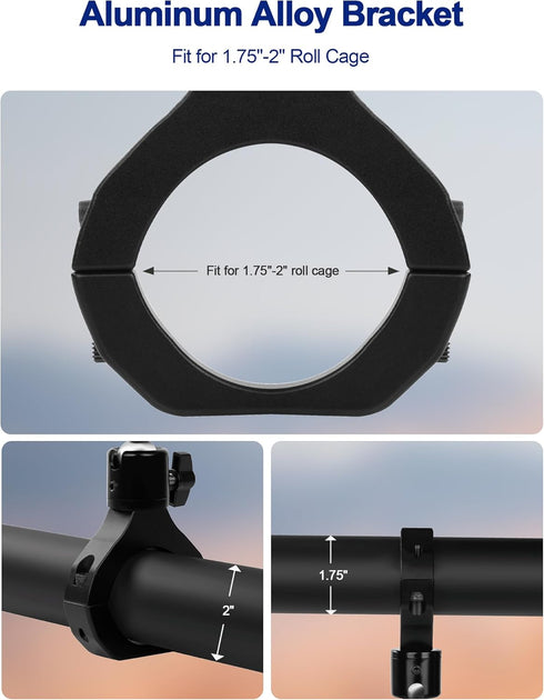 UTV Camera Mount for GoPro & More, Aluminum Bracket Fits 1.75"-2" Roll Cage on Polaris RZR, 360° Rotation UTV Camera