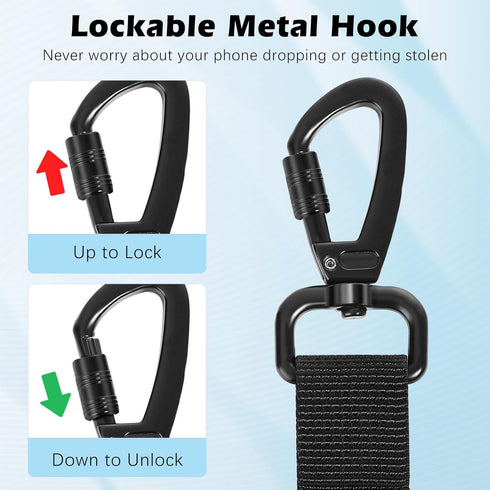 360 MoKo Anti-theft Phone Tether, Phone Lanyard Retractable Steel Line Cellphone Strap with Locking Carabiner and Metal