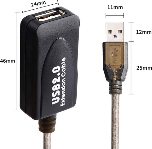 LDKCOK 2.0 30ft, 480 (30FT-10M) USB Type A Male to A Female Active Repeater Extension Cable High Speed Mbps