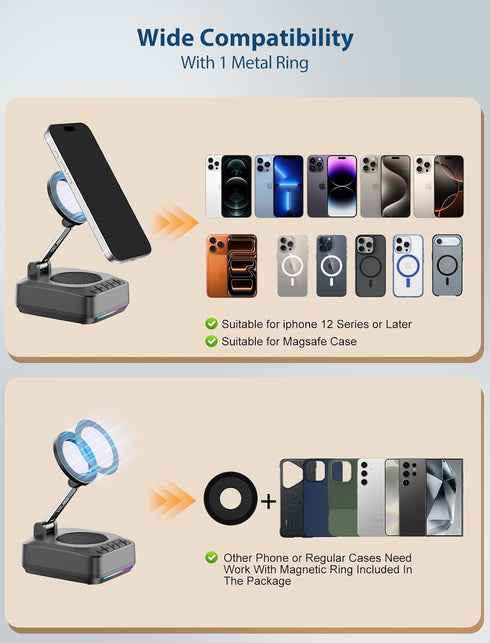 GBEAST for Magsafe Phone Stand with Bluetooth Speaker, Adjustable Cell Phone Holder for Desk,Stereo Sound Bluetooth