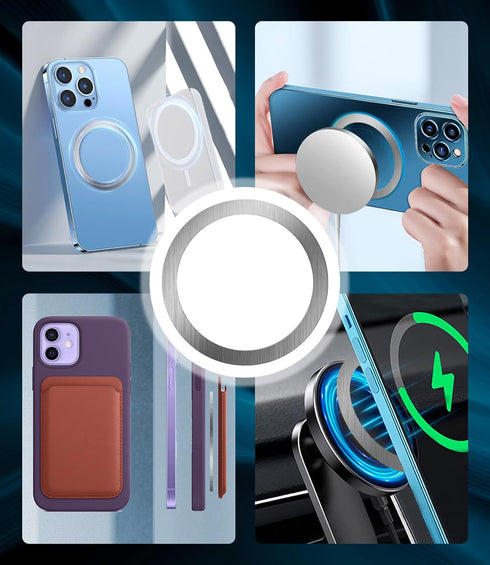 3Pcs Mag Safe Metal Ring Sticker, Mag-Safe Case Converter Adapter Ring for Magsafe Magnetic Wireless Charging Phone Car