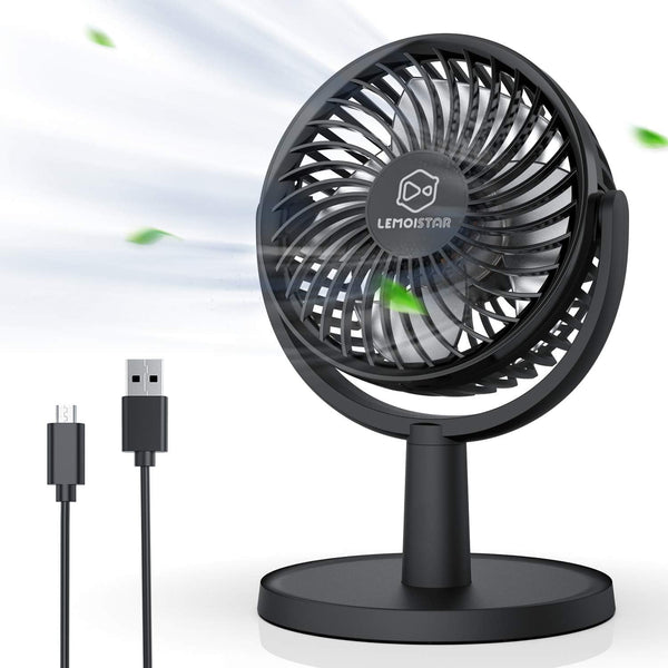 Mini Desk Fan, USB Powered Desktop Fan with 4 Speeds, Portable Personal Air Circulator for Office, Black