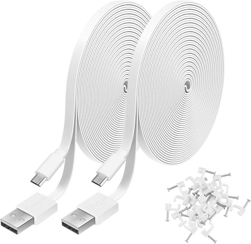2 Pack 20FT Power Extension Cable for WyzeCam, Wyze Cam Pan, NestCam Indoor, Blink, USB to Micro USB Charging Cord