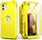 IDweel iPhone 11 Case - Yellow, 3-in-1 Hybrid, Shockproof, Slim Fit, Heavy Duty, with Tempered Glass Screen Protector.