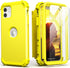 IDweel iPhone 11 Case - Yellow, 3-in-1 Hybrid, Shockproof, Slim Fit, Heavy Duty, with Tempered Glass Screen Protector.