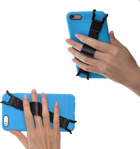 TFY Security Hand Strap with Leather Belt Holder Stand for iPhone 16 Pro Max / 15 Plus / 14 Pro / 13 / 12 / Xs/XR/SE /