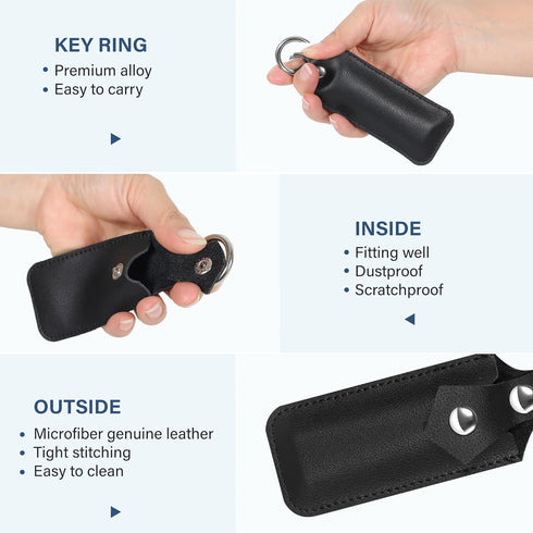 Veeloon 2 Pack, Genuine Leather USB Flash Drive Holder Anti Lost Small Protective Case Cover with Keychain, Portable