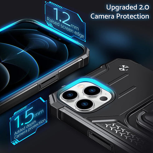 Anqrp iPhone 12 & 12 Pro Case, Military Grade Protective Cover with Enhanced Metal Ring Kickstand, Black