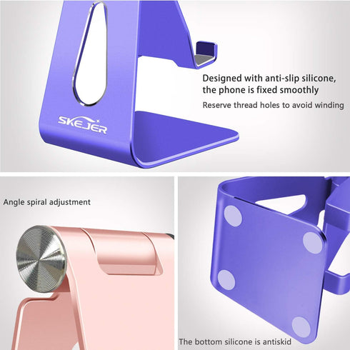 SKEJER 12 10 Adjustable Cell Phone Stand, Phone Holder,Tablet Stand Dock,Aluminum Desktop Compatible with iPhone