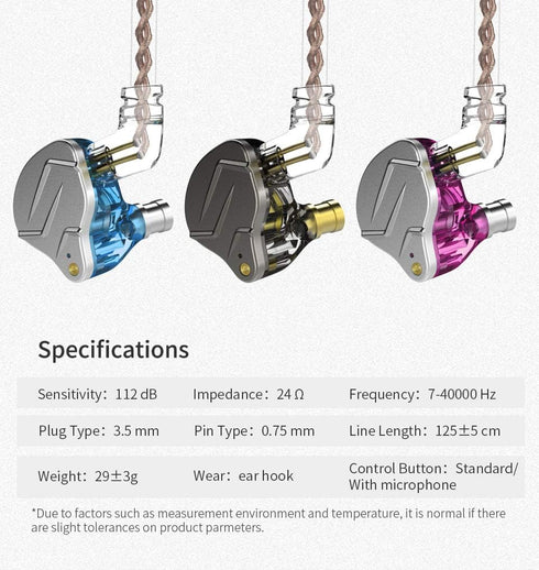 KZ ZSN Pro Dual Drivers 1BA 1DD in-Ear Earphones, HiFi Power Bass Earbuds Headphones, High Clarity Sound Wired
