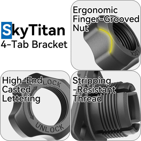 SkyTitan 4 Pack 4-Tab 17mm 4-Holes Brackets Adapters Replacement Holders Parts for CarPlay Screen with Ball Socket