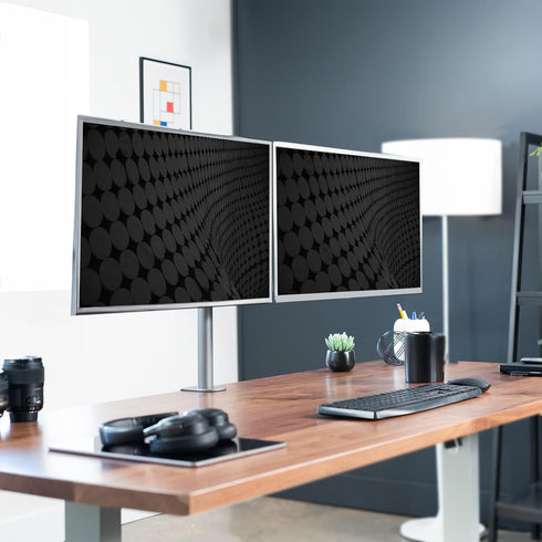 VIVO Dual Monitor Desk Mount, Heavy Duty Adjustable Steel Stand for 2 Screens up to 30 inches, Gray Color