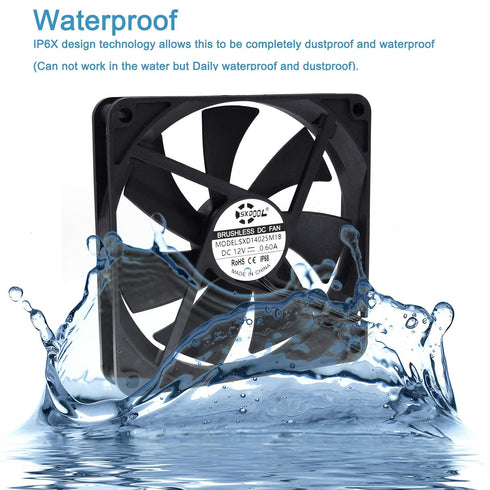 140mm Waterproof Cooling Fan,140X140X25mm Dual Ball Bearing 12V 2900RPM,for Cabinets Computer Case PSU Chassis