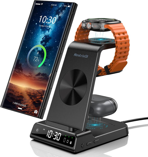 Wireless Charger for Samsung, 3 in 1 Charging Station for Galaxy S24 Ultra/S23 Ultra/Z Flip 6/Fold 6/Buds